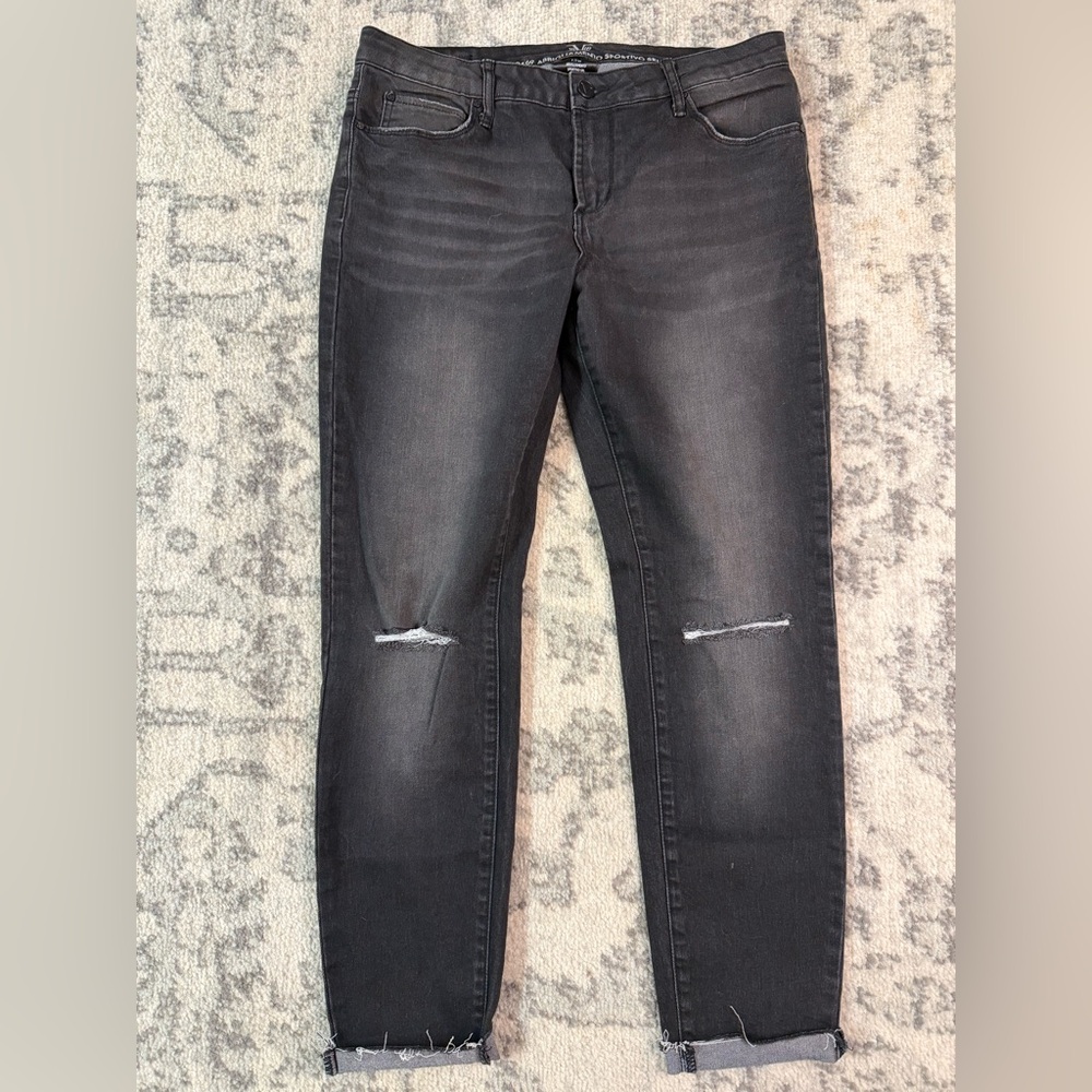 ABBIGLIAMENTO SPORTIVO SRL Trendy Gray/Black Distressed Women Skinny Jeans